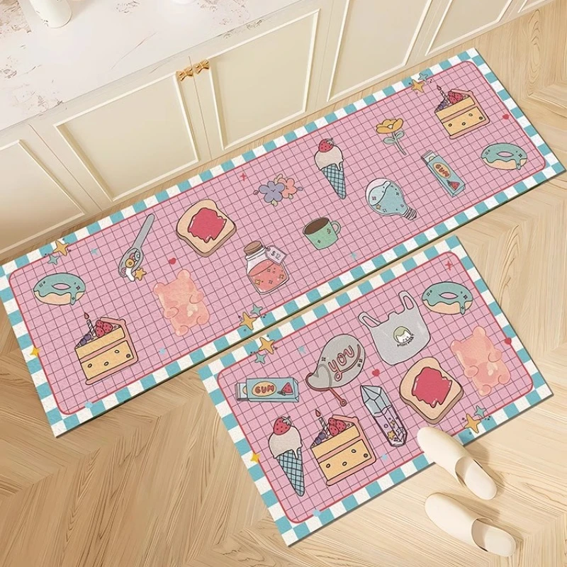 Small Cartoon Kitchen Floor Mat Anti-slip and Oil-proof PVC Floor Rug Home Waterproof Anti-fouling Balcony Carpet Ковер Tapis 러그