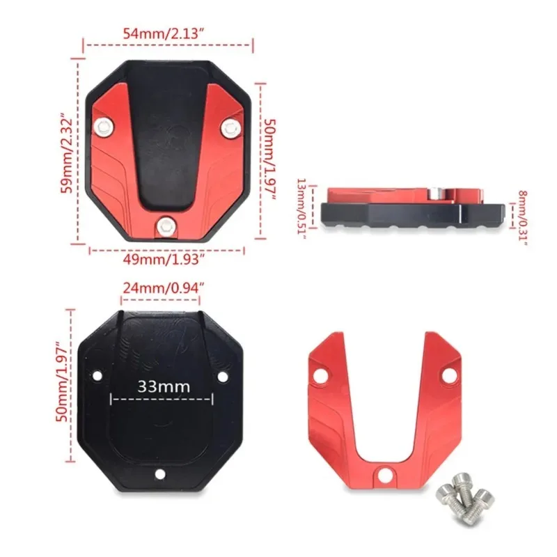 Aluminium Motorfiets Fiets Kickstand Extender Voet Zijstandaard Verlengstuk Voetsteun Plaat Motor Accessoires