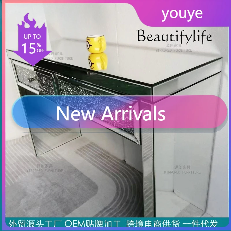 N36 Entrance table Light luxury mirror dining table Bedroom dresser storage Multifunctional glass surface household
