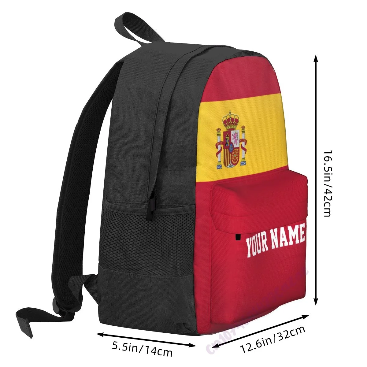 Custom Name Spain Flag Polyester Backpack For Men Women Travel Bag Casual Students Hiking Travel Camping