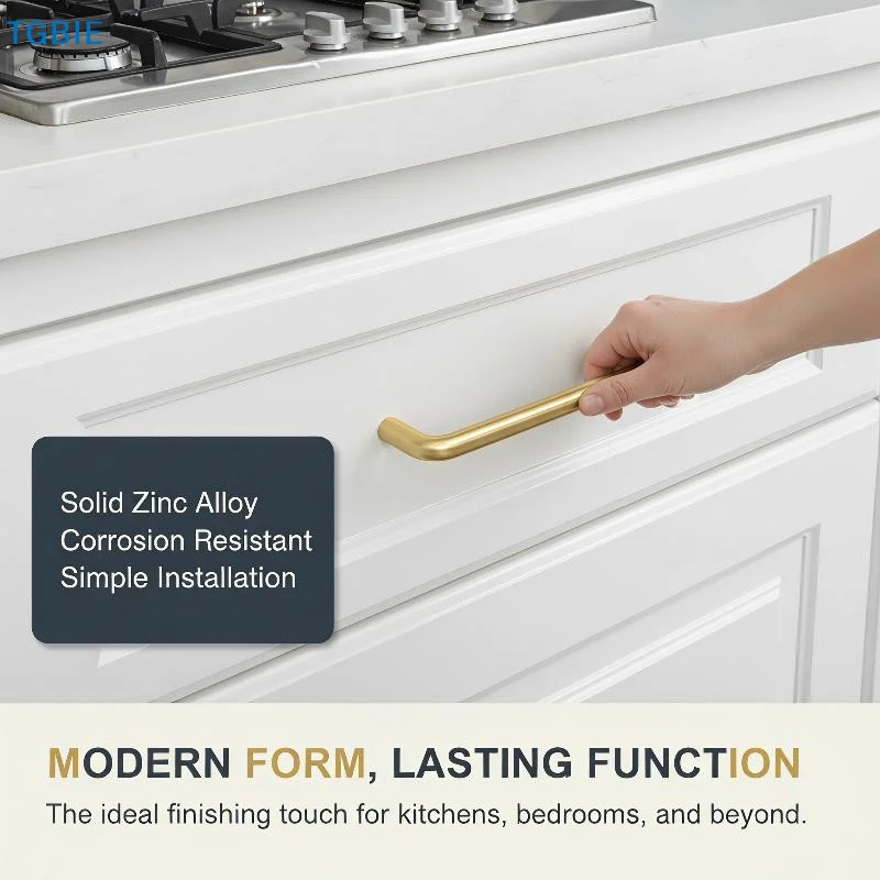 【T】Solid U-Shaped Cabinet Door Handles Bright Silver Brushed Copper Kitchen Cabinet Drawer Wardrobe Door Pulls Furniture Handles