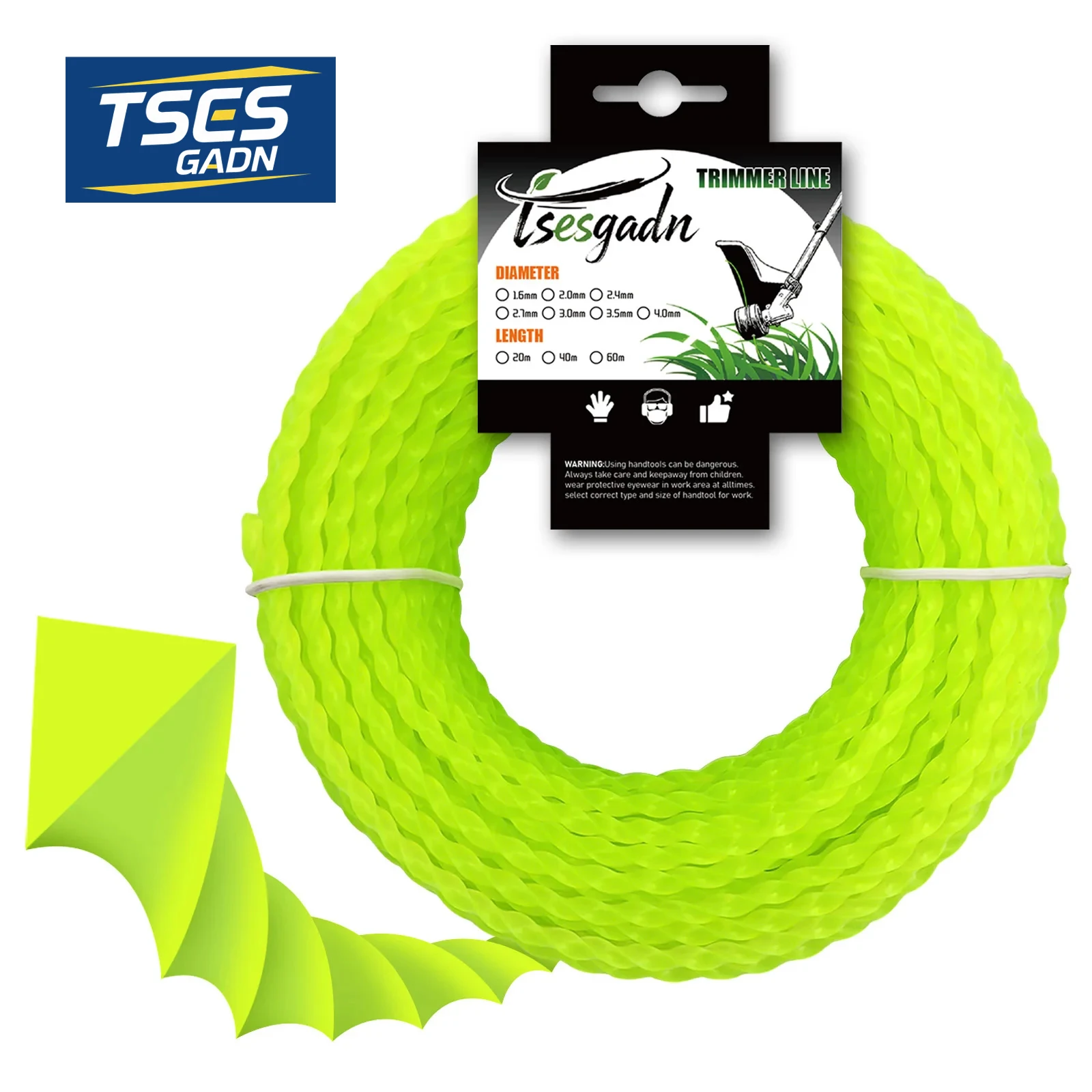 Новая леска для триммера TSES Triangle Trimmer Line, витая, долговечная, 20 м * 2,0-3,5 мм, сверхпрочная нейлоновая леска для кустореза
