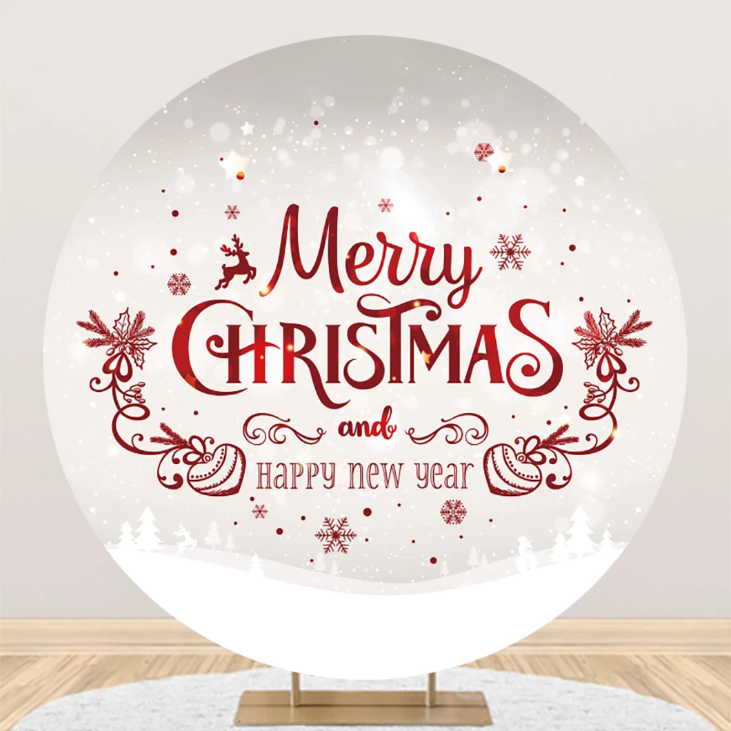 2023 Merry Christmas Round Backdrops For Photography Bells Gifts Baby Family Party Circle Background Photographic Photocall Prop