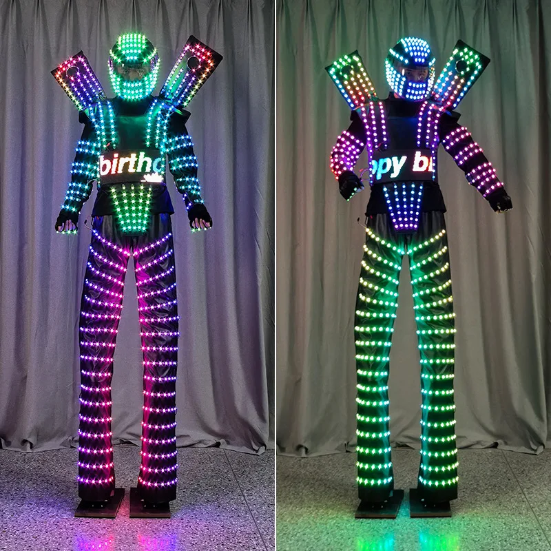 

Creative LED flash robot clothing bar nightclub luminous stilt clothing stage performance dance props programming