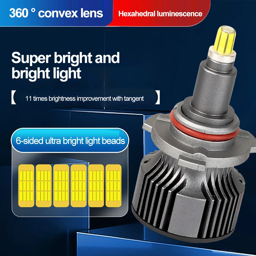 Автомобильные фары, лампы для фар головного света H7, 360 лм, 72 кристалла CSP, 3D 9005, освещение H11 9012 120, дальний и ближний свет, 6000 Вт, K, противотуманные фары 12 В, 24 В