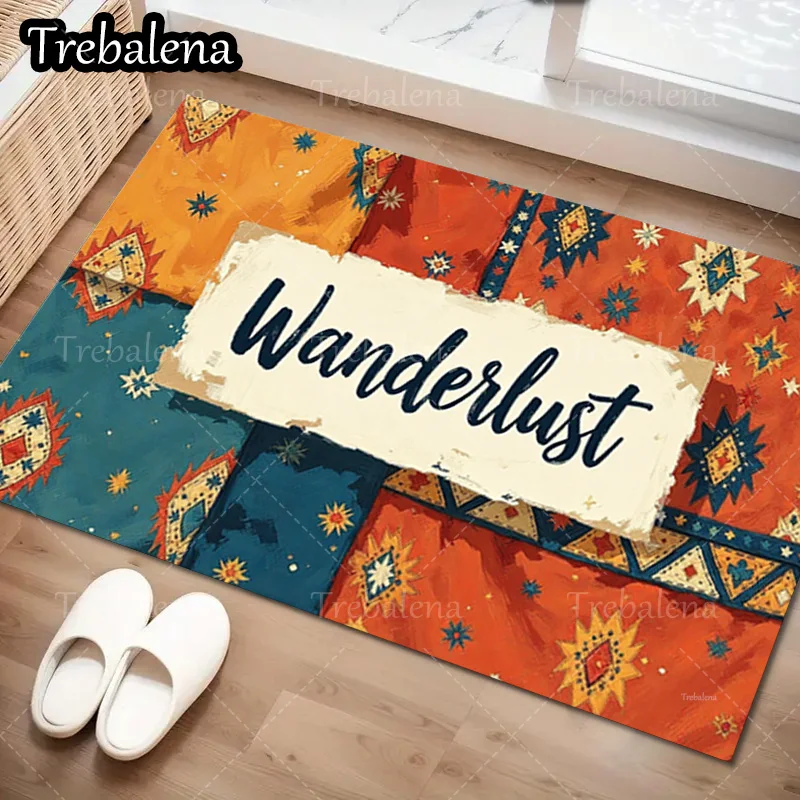 Felpudo de bienvenida bohemio Wanderlust, felpudo con patrón Tribal, decoración del hogar, 1 ud.