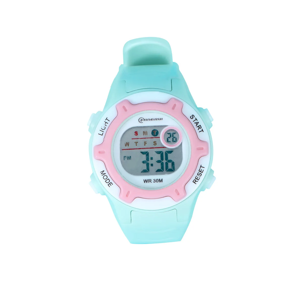 Luminous Waterproof Electronic Watch Blue Adjustable Wristband Digital Time Date Display Birthday Gift