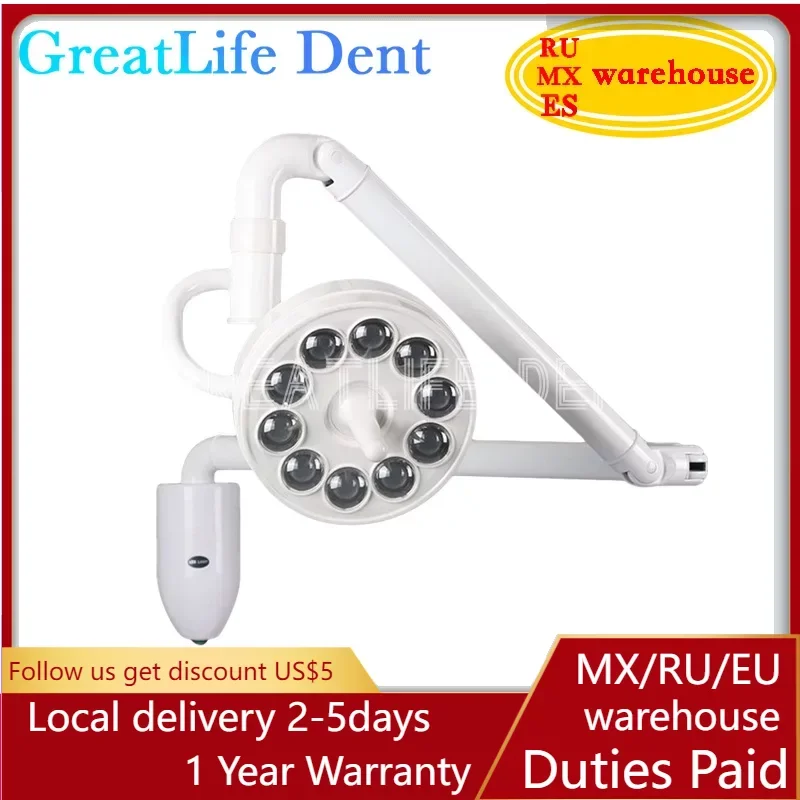 

GreatLife Dent Cold Light 30w 10Leds Wall Hanging Medical Examination Shadowless Wall Mount Dental Operation Surgical Light Lamp