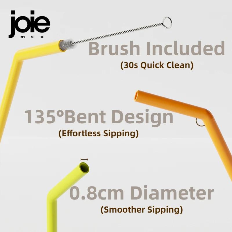 Joie Rainbow Silicone Straw 6pc Milkshake Cocktails Drinking Straw Odor-free Reusable Eco-Friendly Straw Drinkware Accessory