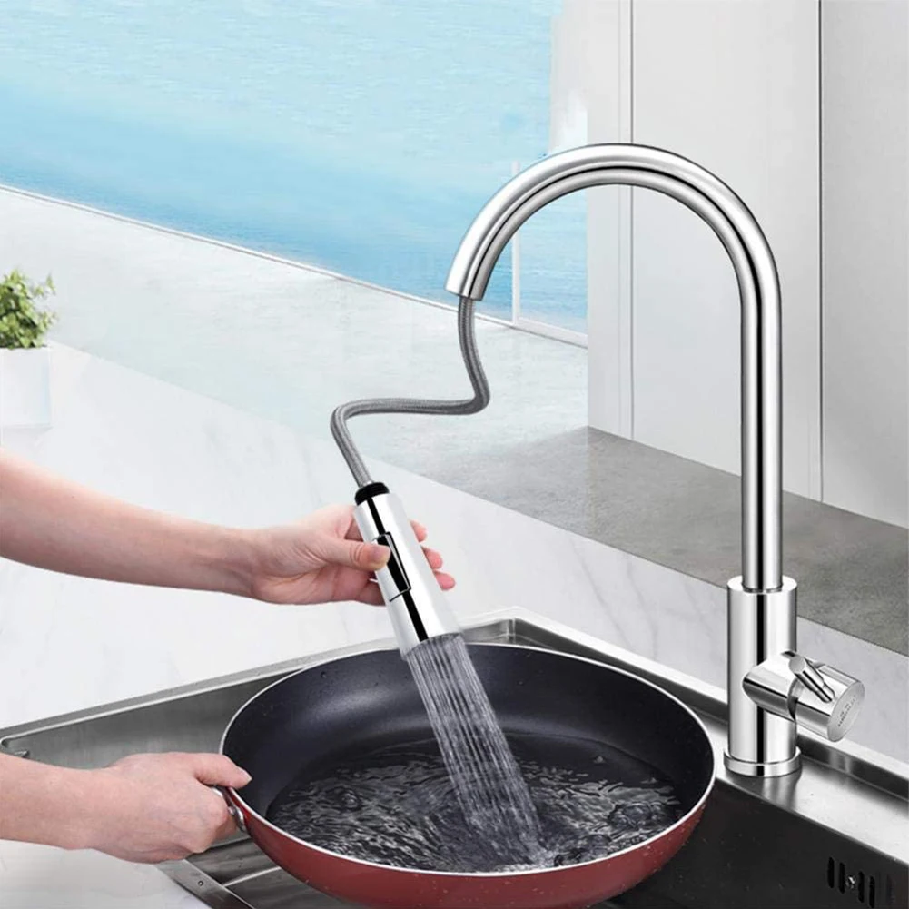 Kitchen Tap Faucet Shower Head With Stylish Design ABS Material G1/2 Connection Size Silver/Black/Brushed/Gray