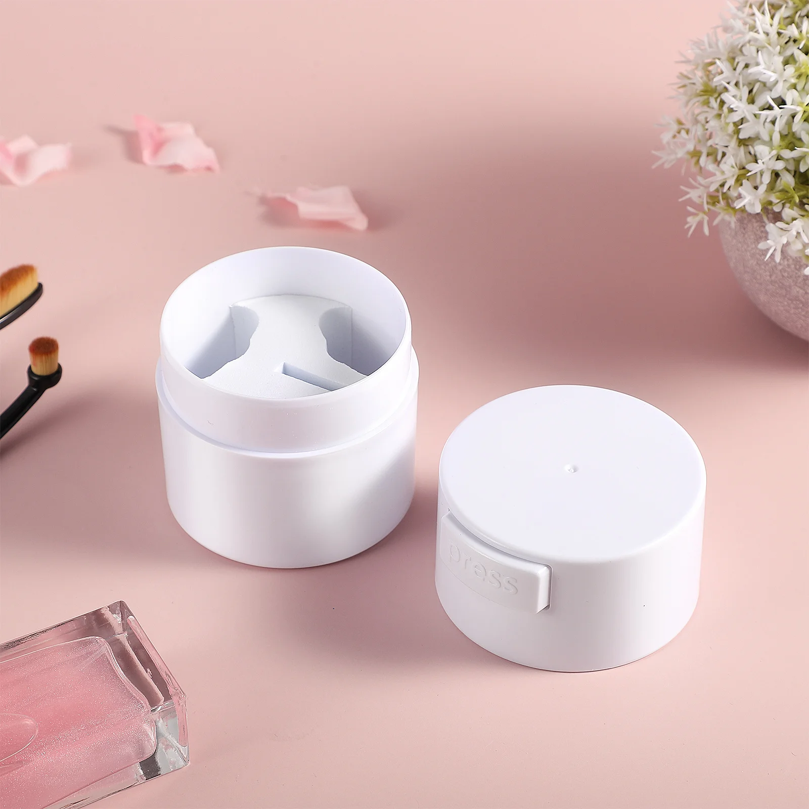 جرة تخزين غراء الرموش، حاوية تمديد الرموش المختومة، نوع الضغط الأبيض، منظم غراء الرموش، حقيبة تخزين للمكياج #5