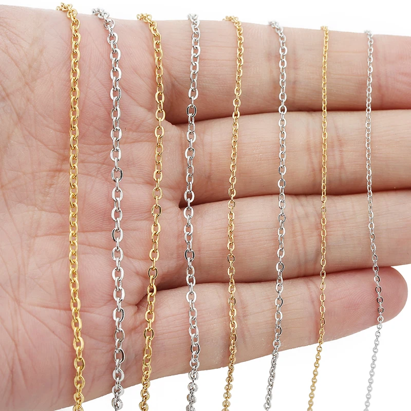 5meters Stainless Steel Necklace Chains Bulk Diameter 1 1.5 2 2.5 mm Link Bracelets Chains Lot for Diy Jewelry Supplies Findings