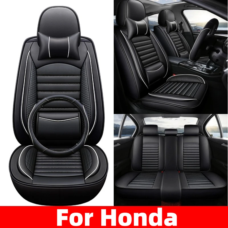 

Чехол на автомобильное сиденье Honda, высококачественный водонепроницаемый износостойкий роскошный 5-местный чехол на сиденье из искусственной кожи с твердой талией и полной оберткой