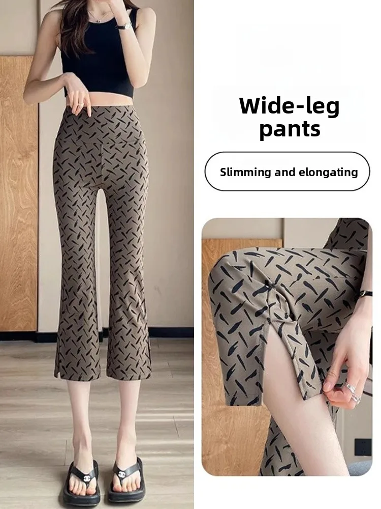 Faionable Yoga Hosen Hohe Taille Ausgestelltes Dünne Sommer Neue Sle Gedruckt Asymmetrische Starry ark frauen Casual Hosen