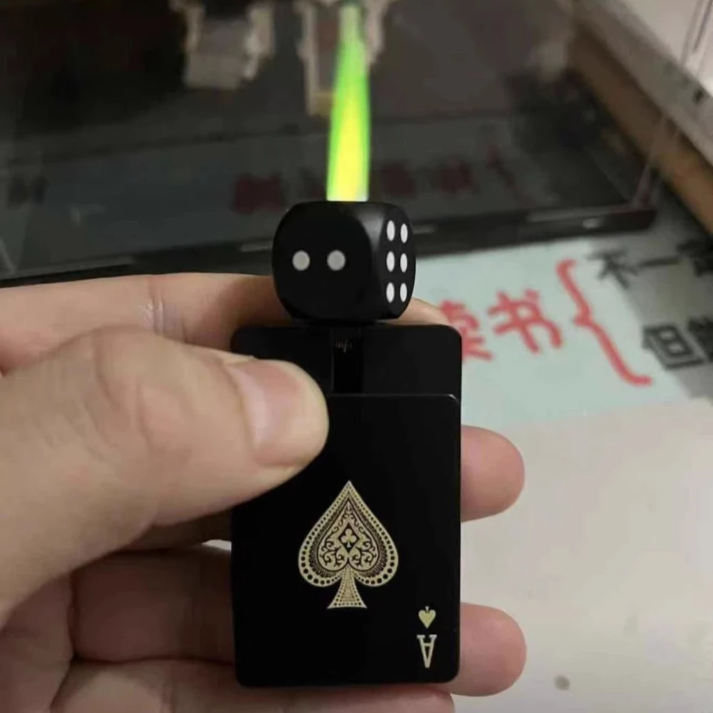 

Mini Rotating Dice Lighter Windproof Blue Flame Rechargeable Metal Playing Card Lighters Smoking Accessories Gift for Men Women