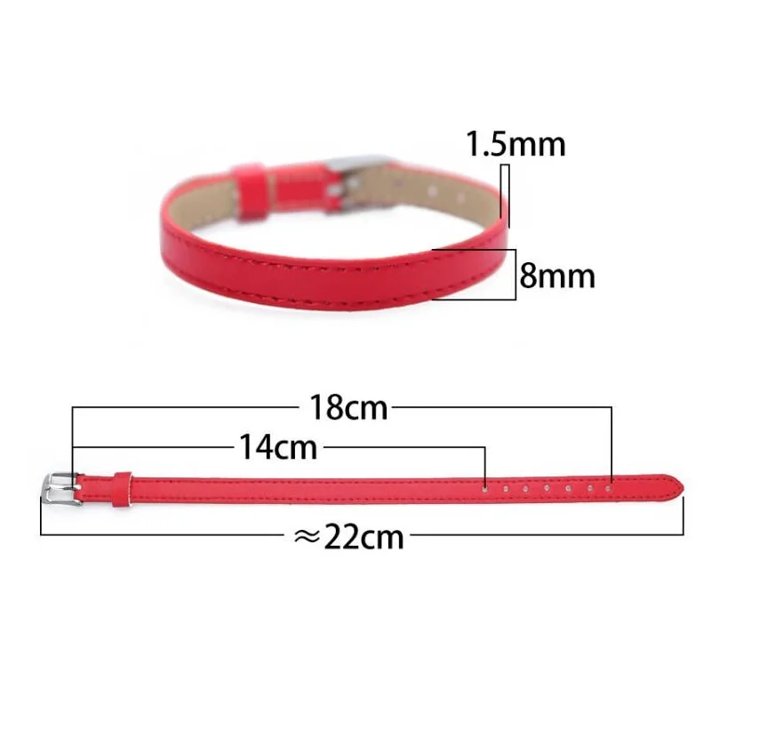 50 szt. Nowe bransoletki z PU skóry 8mm do zawieszek, liter, opaski na nadgarstek, obroże dla zwierząt, akcesoria DIY, tworzenie biżuterii damskiej — zdjęcie 3