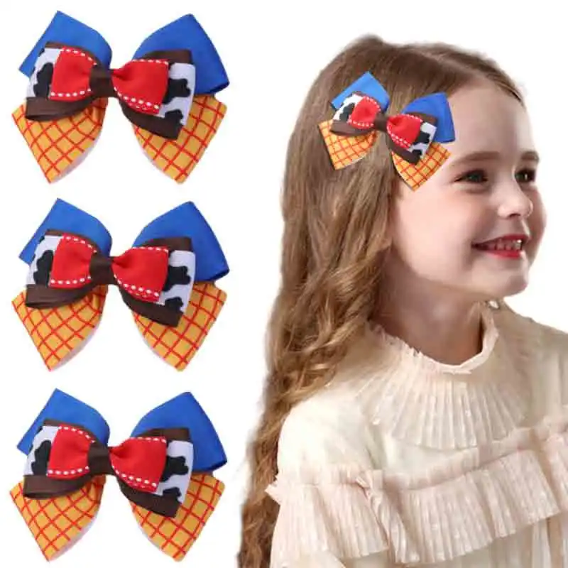 

ncmama Sweet Girls Princess Bow Hair Clips Solid Ribbon Plaid Stripe Bowknote Hairpin Barrettes Headwear Korean Hair Accessories