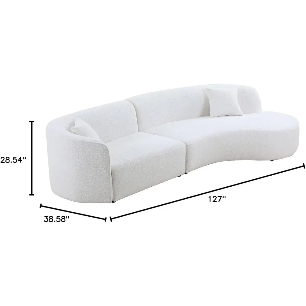 Living Room Curved Luxury Modern Style Decoration Right Hand Side Segmented Sofa/lounge Chair2-piece Set,Teddy Velvet Linen Sofa