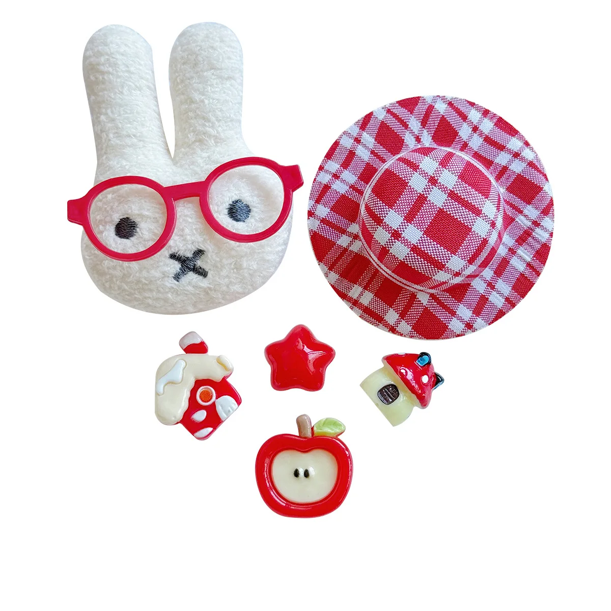 Miniso – chaussures à trous, accessoires de bijoux à faire soi-même, lapin en peluche, fleur, chat en acrylique, résine à dos plat, boucle de chaussure décorative pour pomme, 2/5 pièces