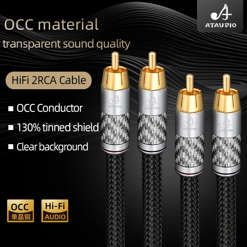 

One Pair OCC 2RCA Male to 2RCA RCA Audio Cable for Amplifier CD Carbon Fiber Gold-plated Plug 2RCA Audio Signal Cord