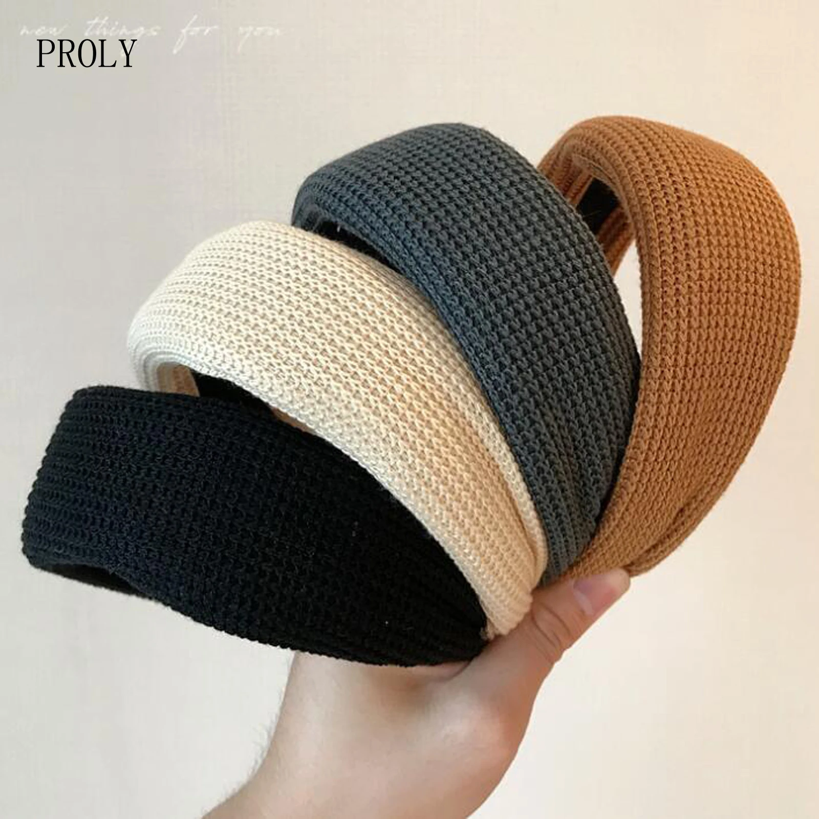 PROLY New Fashion Women's Hair Accessories Solid Color Knitted Hairband Casual Autumn Winter Headwear Headband Wholesale