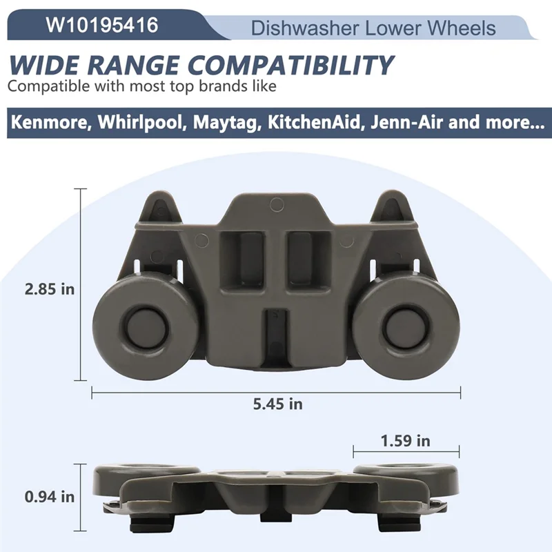 A24R 4PCS W10195416 Spülmaschine Räder Unteren Rack Für Kitchenaid Whirlpool Maytag Kenmore Dish Rack Teile