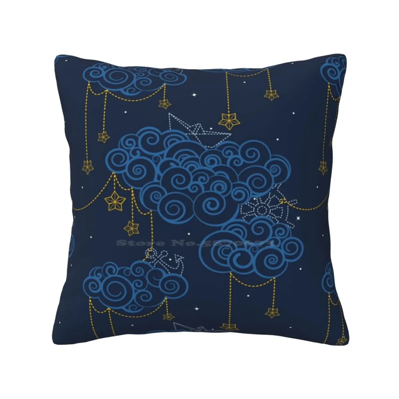 Skies Soft Comfortable Pillowcase Skies Ship Origami Stars Constellation Night Sky Pattern Starry Boys Kids Cute Swirly Boat