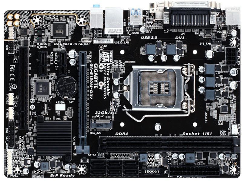 

For Gigabyte B150M-D3V, Support Seventh Generation U 1151 Pins, High Speed M.2