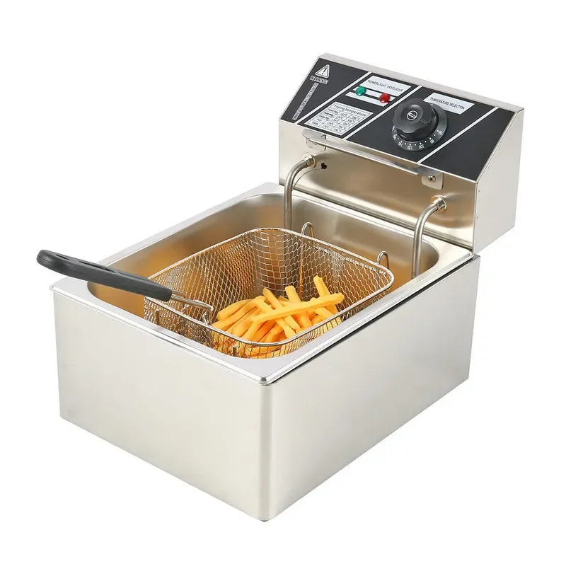 Commercial Electric Deep Fryer Stainless Steel Countertop Chip Chicken Cooker EU UK US Plug for Restaurant Bar Kitchen