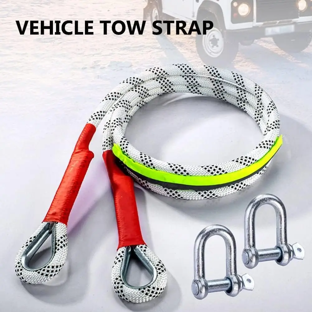 3/4/5/7M Car Outdoor Off-road Trailer Tow Rope Emergency Rescue Rope Thicker Car Nylon Colour Changing Nylon Pulling Rope