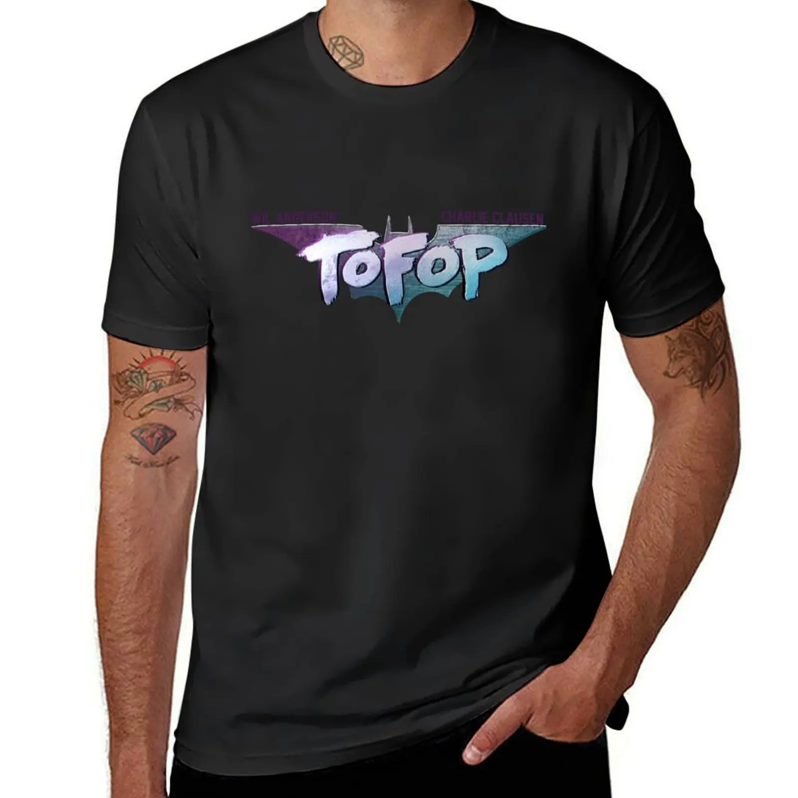 TOFOP -Bat Logo T-Shirt summer top customizeds quick-drying tops mens t shirt graphic