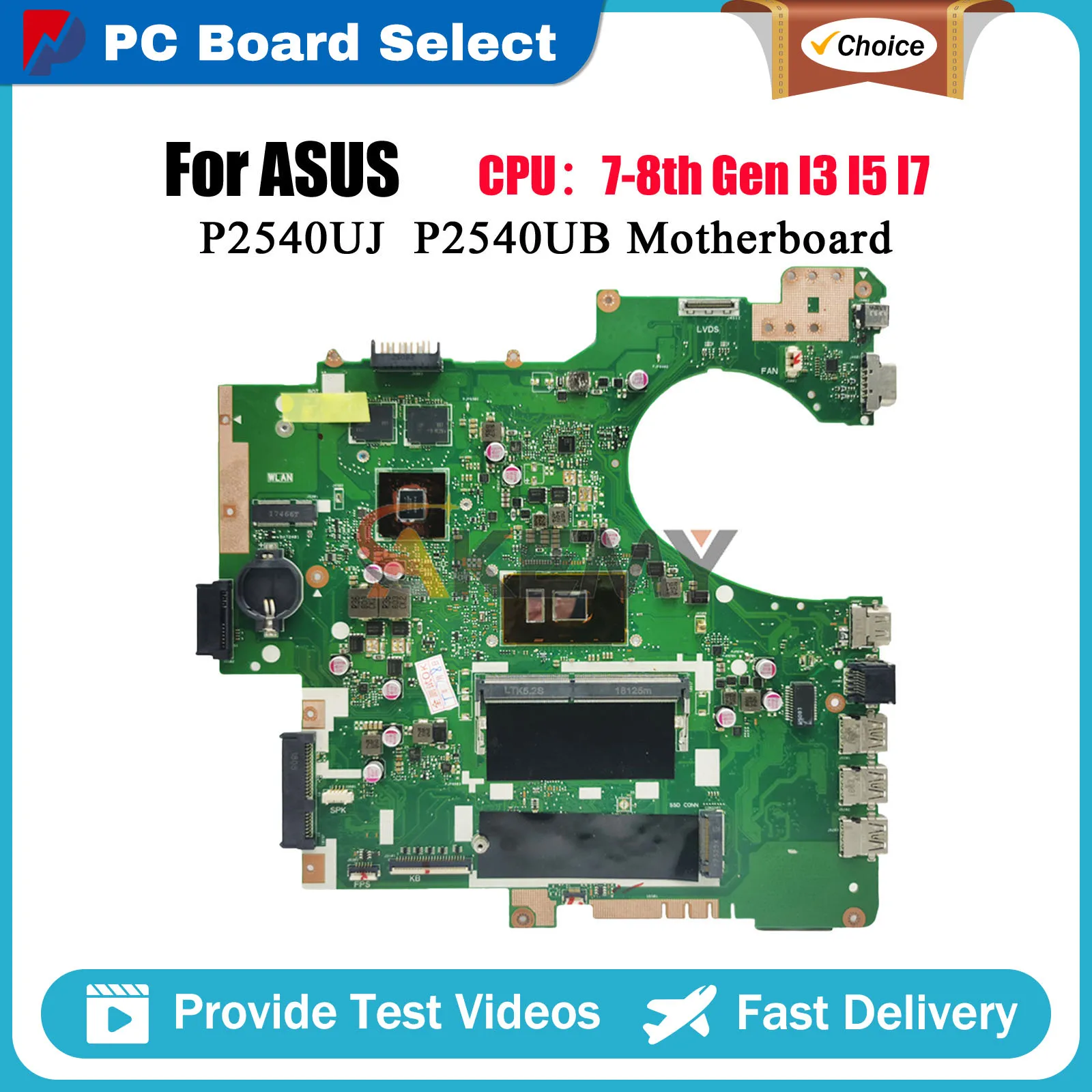 

P2540UB Laptop Motherboard For ASUS ProArt P2540U P2540UB P2540UJ Notebook Mainboard With I3 I5 I7 CPU 100% tests OK fast ship