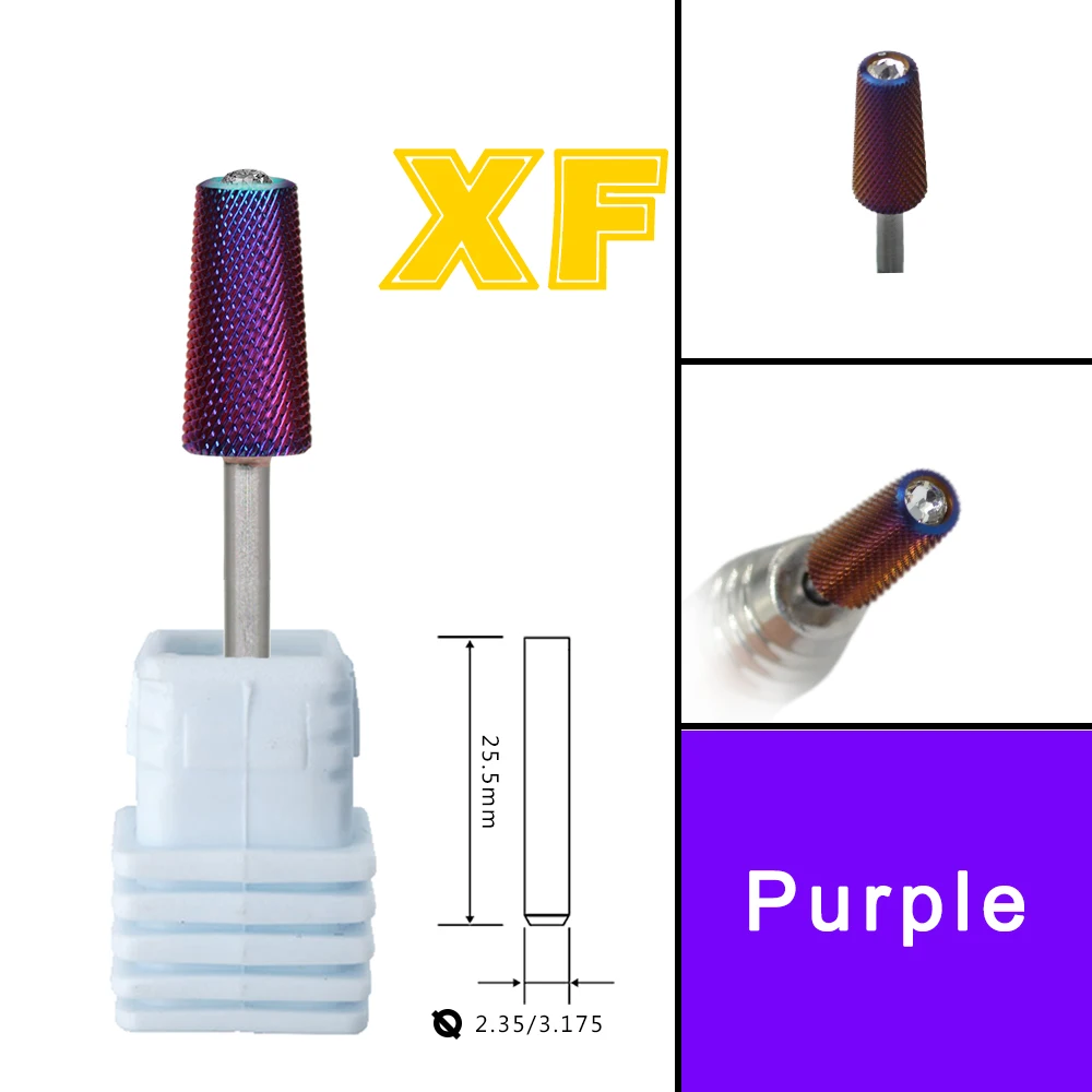 RolinStar 6.6 Safety Large Diamond Crystal Trapezium Tapered Barrel purple steel Carbide milling cutter nail drill bit image 3