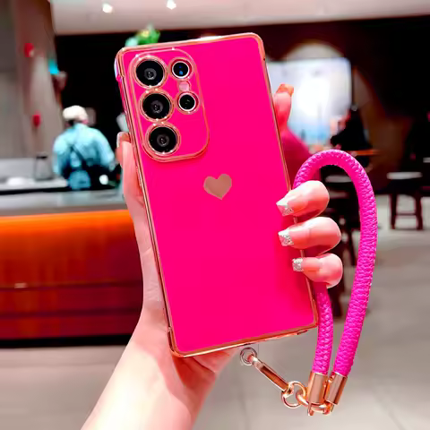 Soft TPU Chain Lanyard Case For Samsung Galaxy S25 S24 S23 S22 S21 Ultra Plus FE S 25 24 A56 A55 A54 A15 A16 A53 A52 5G Cover