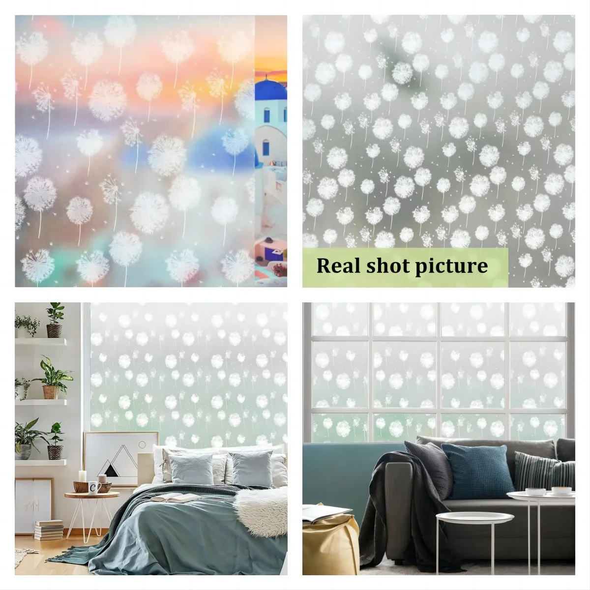 Customizable Window Privacy Film Frosted Glass Window Film Static Cling UV Blocking Removable Window Clings