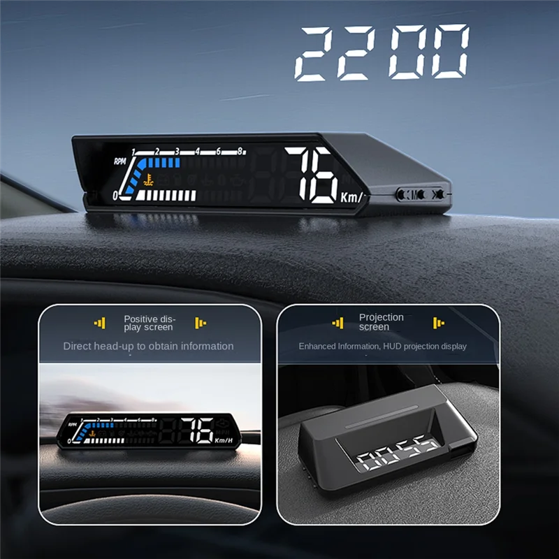

Classic-1 Piece S100 Dual Display HUD Head-Up Display Black Plastic Vehicle Instrument Transmission Oil Temperature Monitoring