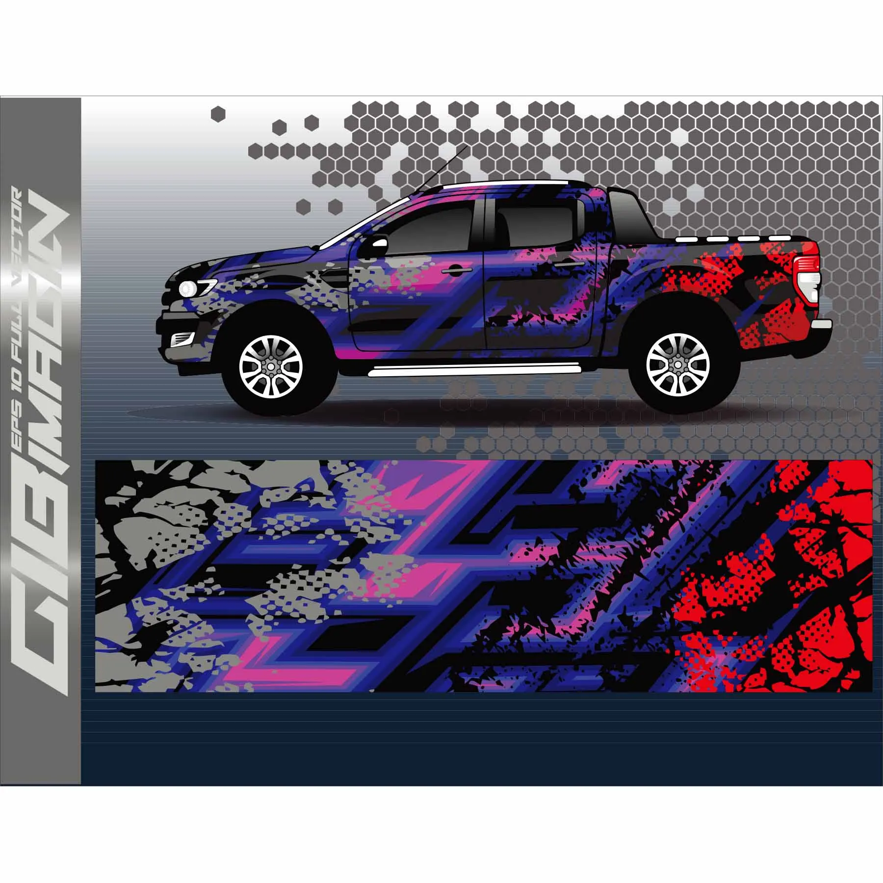 

Pickup Sticker Car Full Wrap Sticker Car Decal Decorative Cut Body Racing Graphic Decal Vinyl Wrap Modern Design Red Retro