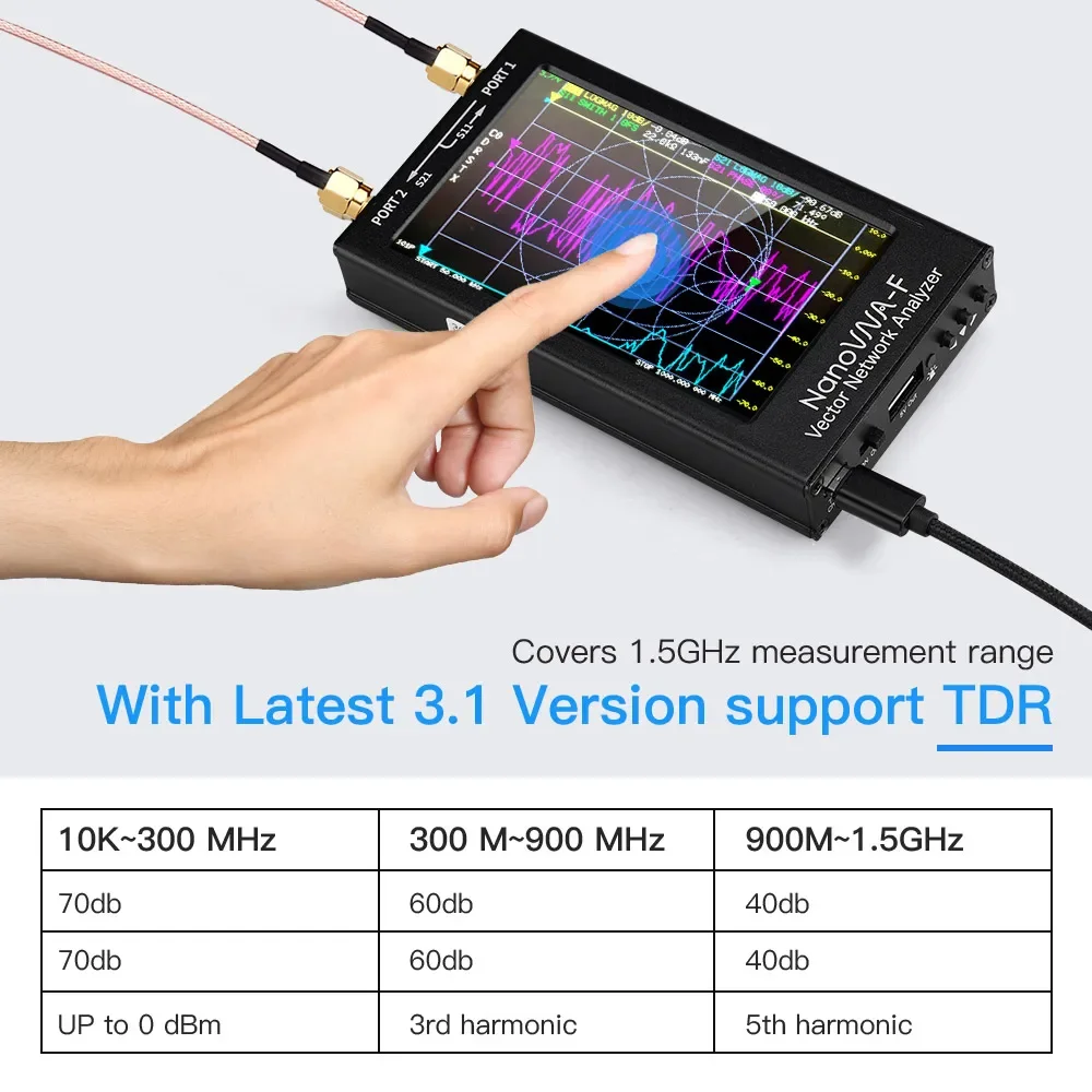 NanoVNA-F Vector Network Analyzer V3.1 Version 4.3 Inch IPS LCD Display Antenna Analyzer Short Wave HF VHF UHF Network Tester