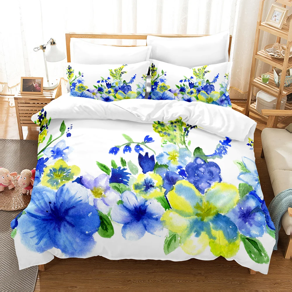 Set copripiumino con fiori viola copripiumino in poliestere copripiumino King Queen Size con federa per Set biancheria da letto donna per ragazze