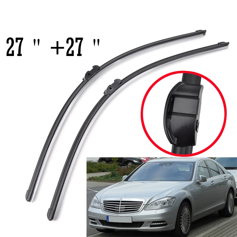 Misima 2x27\'\'Windshield Windscreen Wiper Blades For Mercedes Benz S-Class W221 CL-Class W216 Front Window 2006 2007 2008