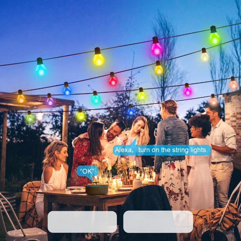 Bombilla LED inteligente con WIFI, cadena de luces USB de 15M, 25 bombillas, luces de hadas para el hogar, habitación, jardín al aire libre, decoración navideña, lámpara de guirnalda RGB