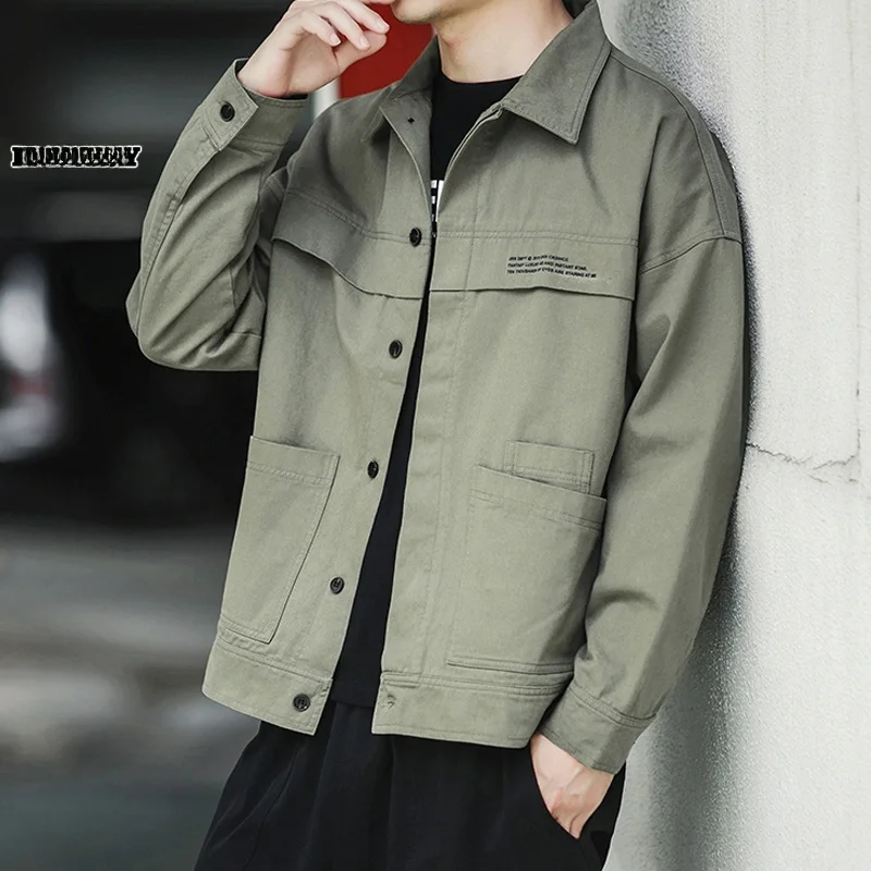 

Men's Casual Workwear Jaet Loose Fit Cotton Long Sve Anti-Wrinkle Youthful Sle Faionable Collared Coat