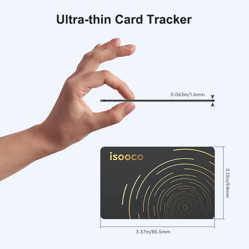 isooco Ultra-thin Wallet Tracker GPS Locator Bluetooth Pairing Find My (IOS Only) Anti-lost Smart Tag Item Finder No Charging