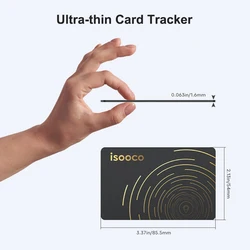 isooco Traceur de portefeuille ultra fin Localisateur GPS Couplage Bluetooth Find My (iOS uniquement) Anti-perte Smart Tag Item Finder Pas de charge IP67 Étanche Longue durée de vie