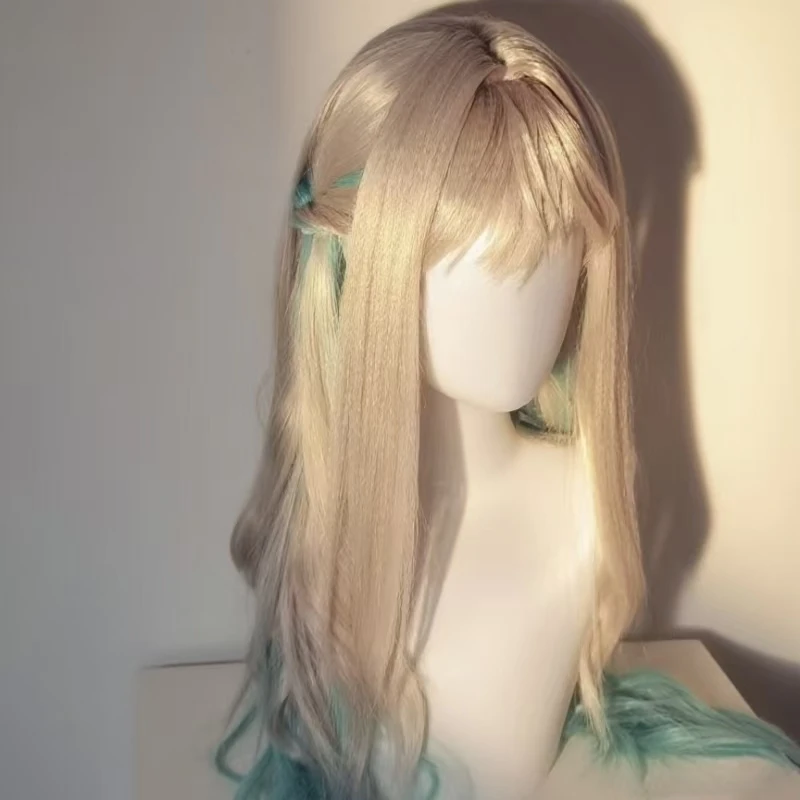 Anime Akane Yashiro Cosplay Wig Gradient Long Hair Heat Resistant Synthetic Fiber Wig With Rose Net Halloween Party Cos Wig