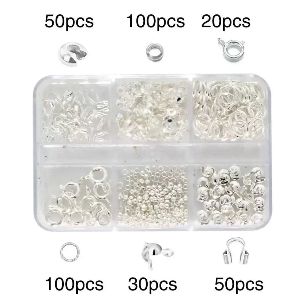 6/12 Grids Jewelry Making Supplies Kit Wire Guard DIY Jewelry Repair Tools Extension Chain Lobster Claw Clasp