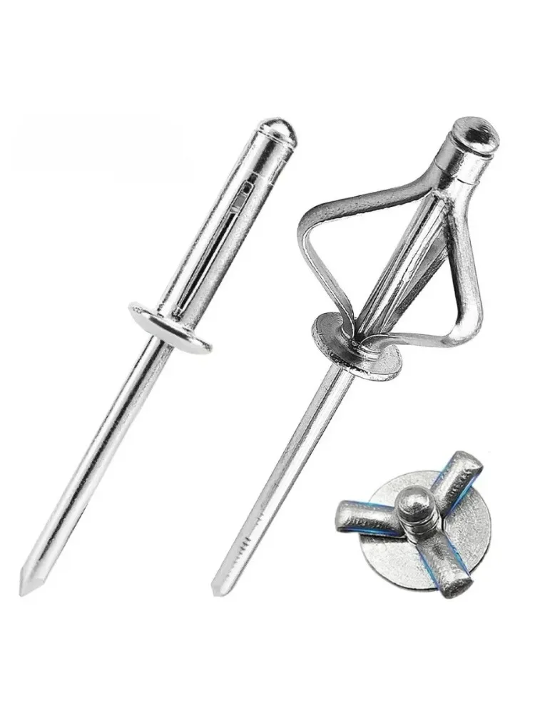Rivets aveugles à trois volets en aluminium, 50 pièces, Rivet aveugle Pop pour Automobile, Rivet aveugle structurel, ampoule d'épandage de charge en aluminium