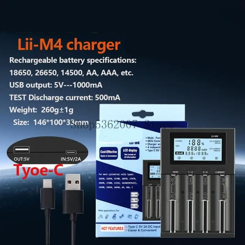 4 베이 LCD 디스플레이 배터리 충전 용량 테스터 18650 26650 22650 20700AA 3A 배터리 40JB