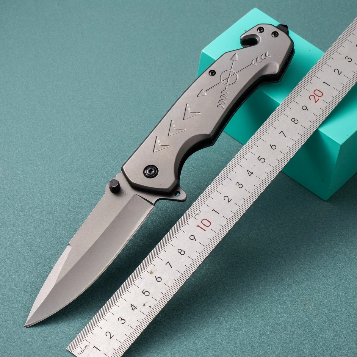 

200mm Stainless Steel Handle Outdoor Folding Knife Camping Wilderness Multifunctional Portable Knife with Rope Cutting Blade