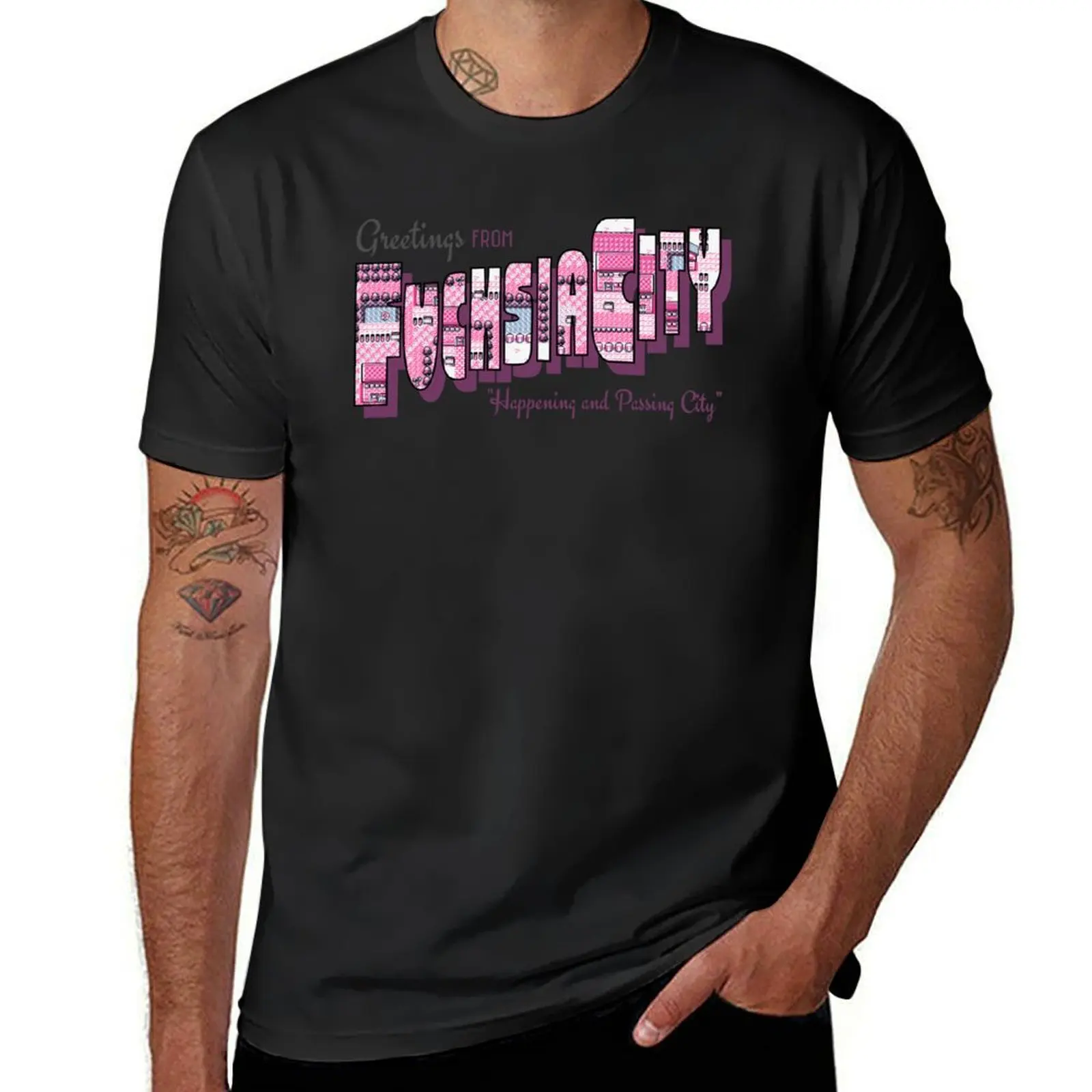 Greetings from Fuchsia City T-Shirt new edition Short sleeve tee oversized t shirt men